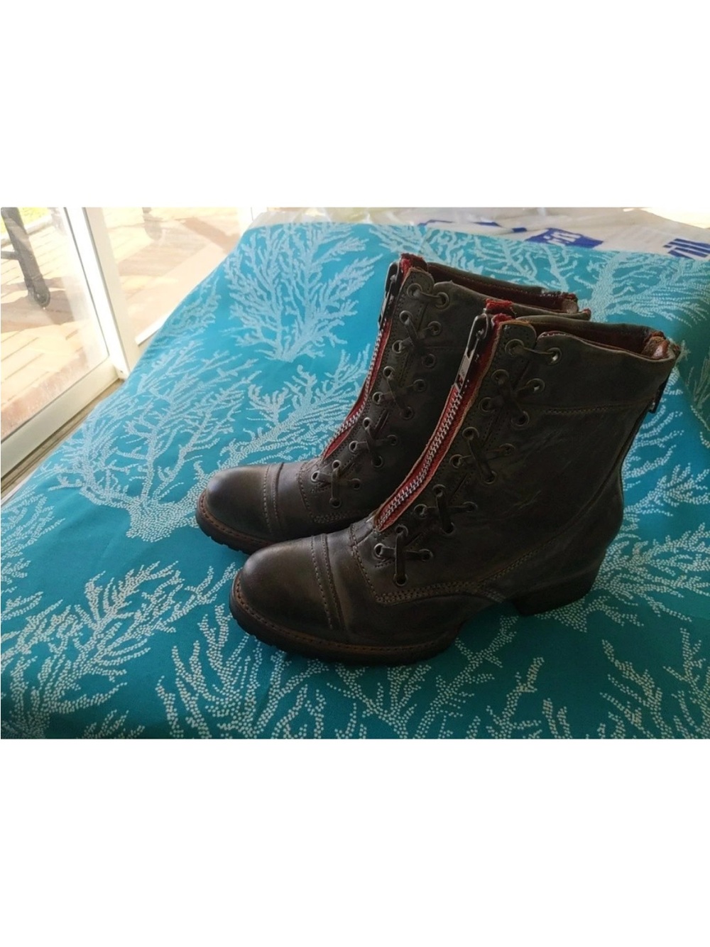 Freebird by Steven Brown Liverpool Combat Boots with Red Zipper